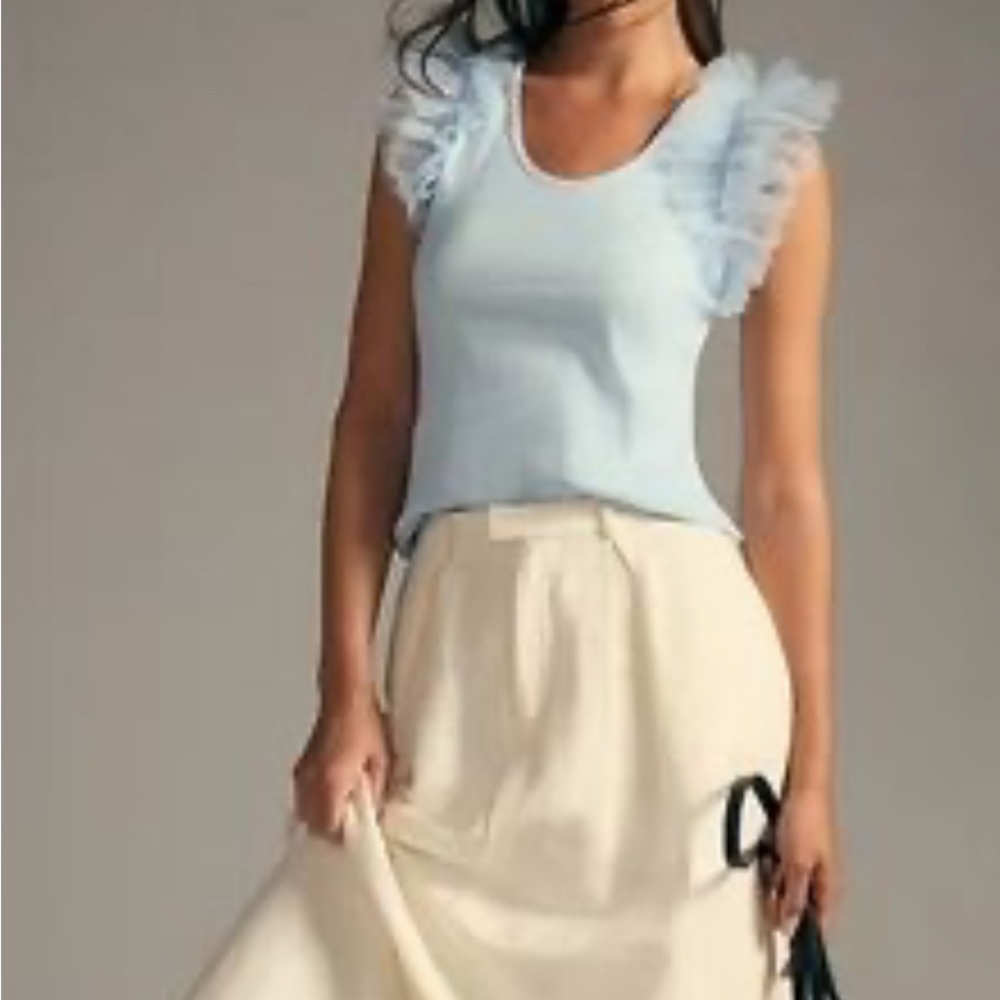 Rachel Zoe Sky Blue Ribbed Top